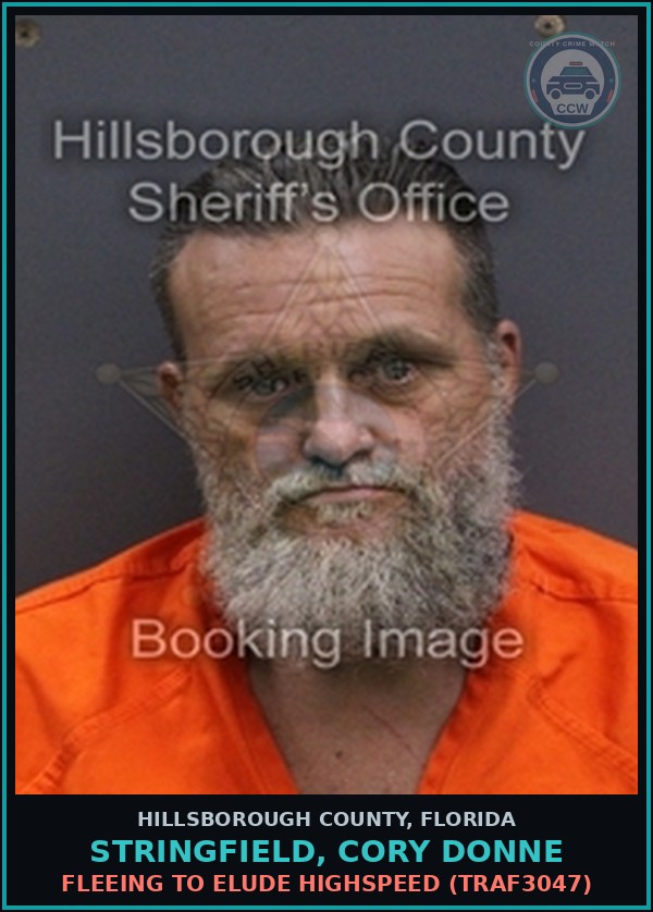 Booking mugshot of STRINGFIELD, CORY DONNE in Hillsborough County