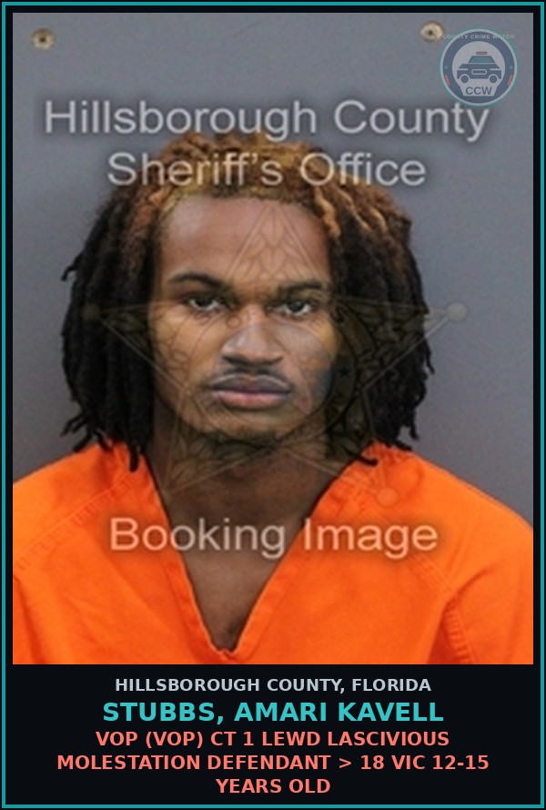 Booking mugshot of STUBBS, AMARI KAVELL in Hillsborough County