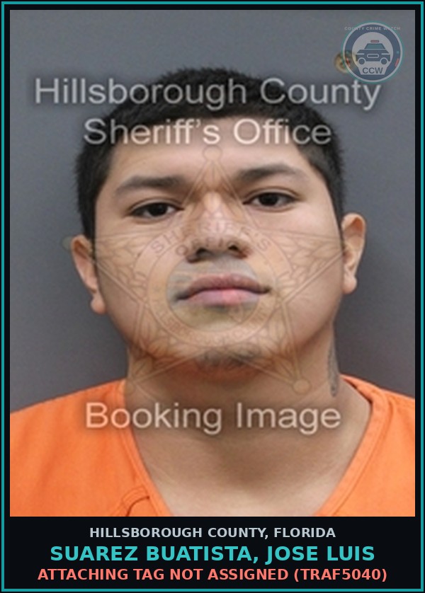 Booking mugshot of SUAREZ BUATISTA, JOSE LUIS in Hillsborough County