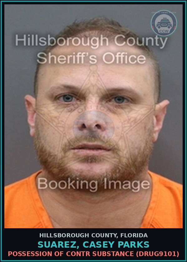Booking mugshot of SUAREZ, CASEY PARKS in Hillsborough County