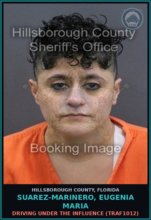 Booking mugshot of SUAREZ-MARINERO, EUGENIA MARIA in Hillsborough County