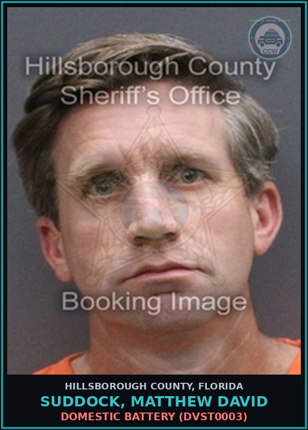 Booking mugshot of SUDDOCK, MATTHEW DAVID in Hillsborough County