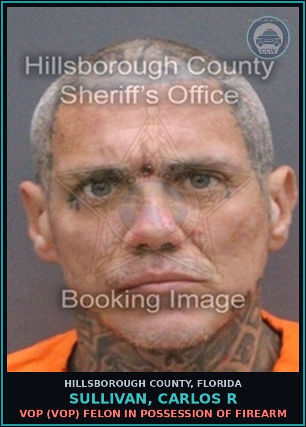 Booking mugshot of SULLIVAN, CARLOS R in Hillsborough County