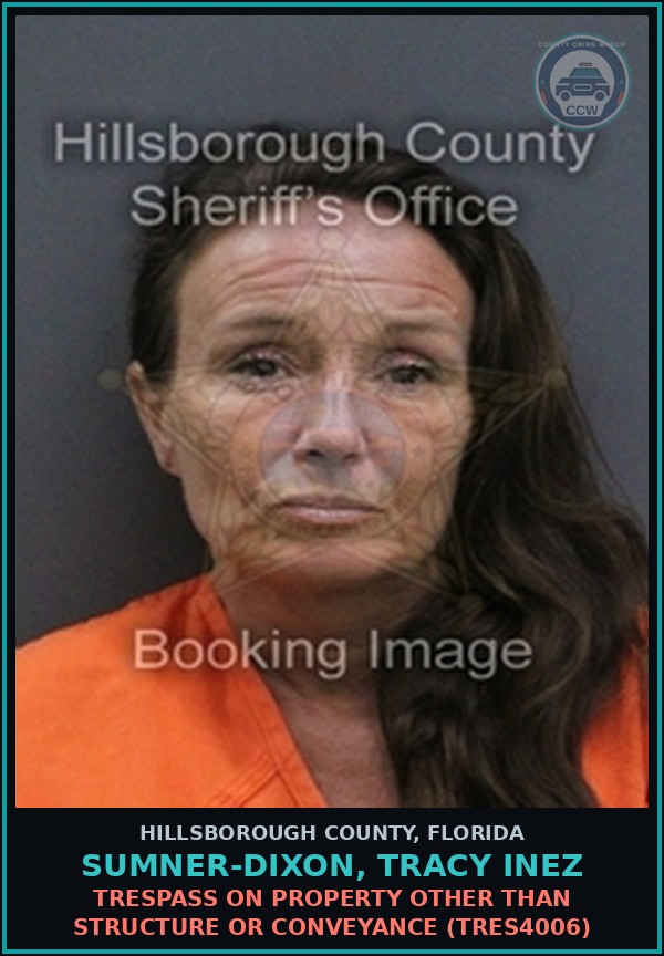 Booking mugshot of SUMNER-DIXON, TRACY INEZ in Hillsborough County