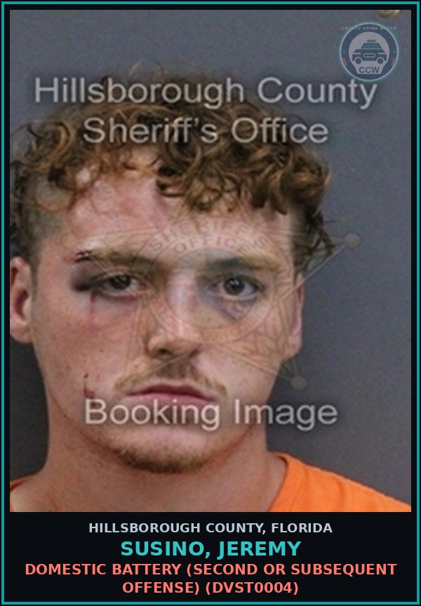 Booking mugshot of SUSINO, JEREMY in Hillsborough County