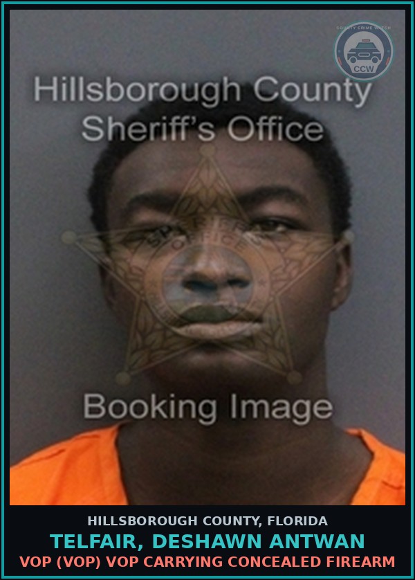Booking mugshot of TELFAIR, DESHAWN ANTWAN in Hillsborough County
