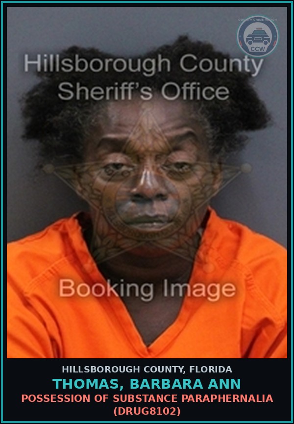 Booking mugshot of THOMAS, BARBARA ANN in Hillsborough County