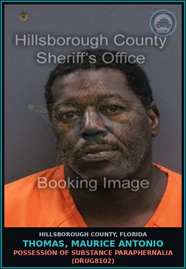 Booking mugshot of THOMAS, MAURICE ANTONIO in Hillsborough County