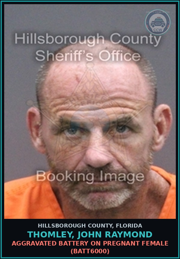 Booking mugshot of THOMLEY, JOHN RAYMOND in Hillsborough County