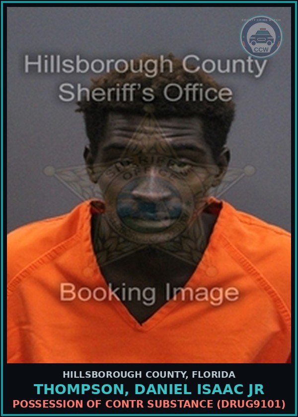 Booking mugshot of THOMPSON, DANIEL ISAAC JR in Hillsborough County