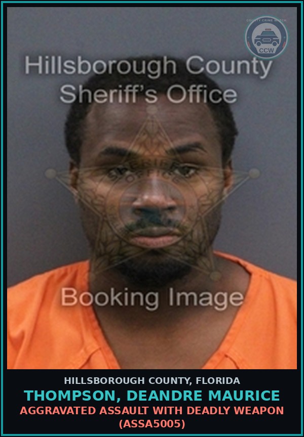 Booking mugshot of THOMPSON, DEANDRE MAURICE in Hillsborough County