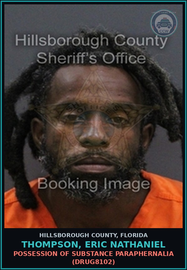 Booking mugshot of THOMPSON, ERIC NATHANIEL in Hillsborough County
