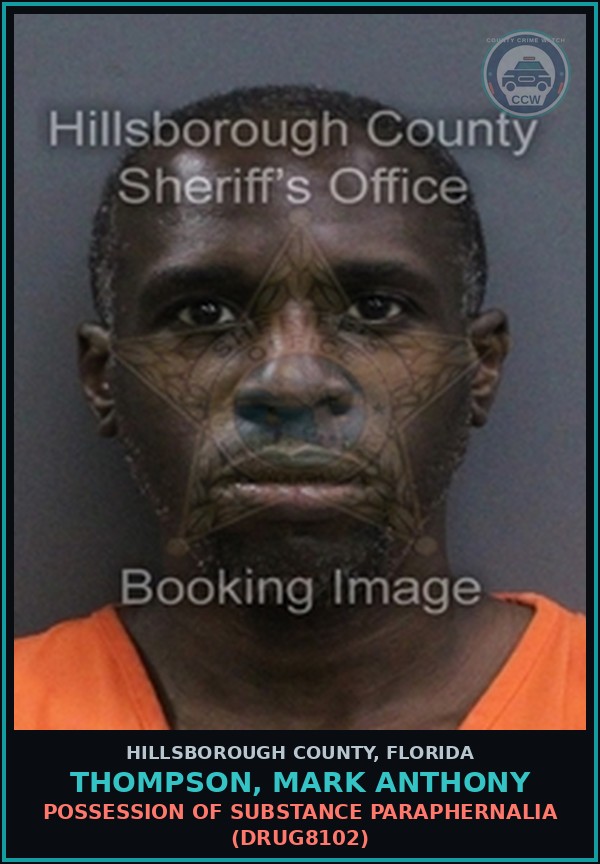 Booking mugshot of THOMPSON, MARK ANTHONY in Hillsborough County