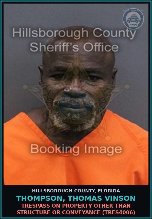 Booking mugshot of THOMPSON, THOMAS VINSON in Hillsborough County