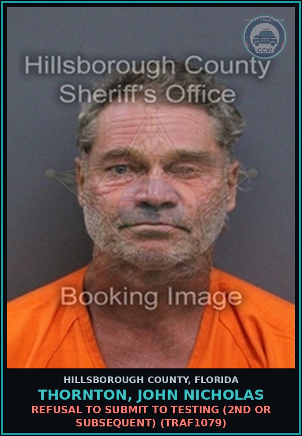 Booking mugshot of THORNTON, JOHN NICHOLAS in Hillsborough County