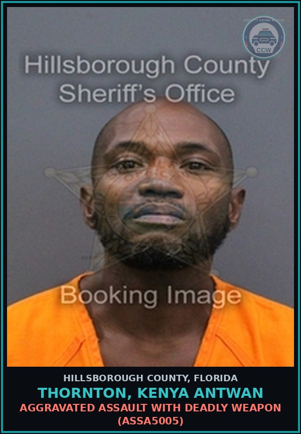 Booking mugshot of THORNTON, KENYA ANTWAN in Hillsborough County