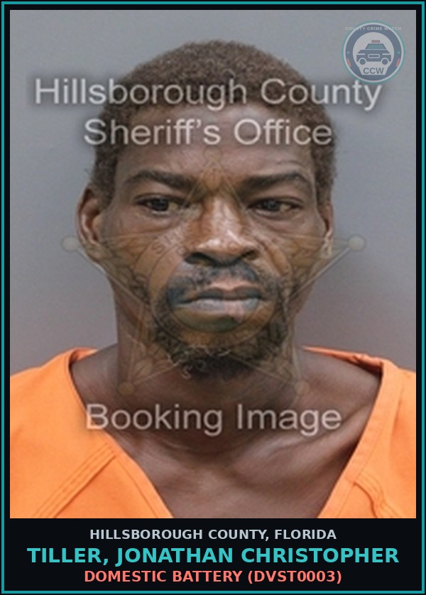 Booking mugshot of TILLER, JONATHAN CHRISTOPHER in Hillsborough County