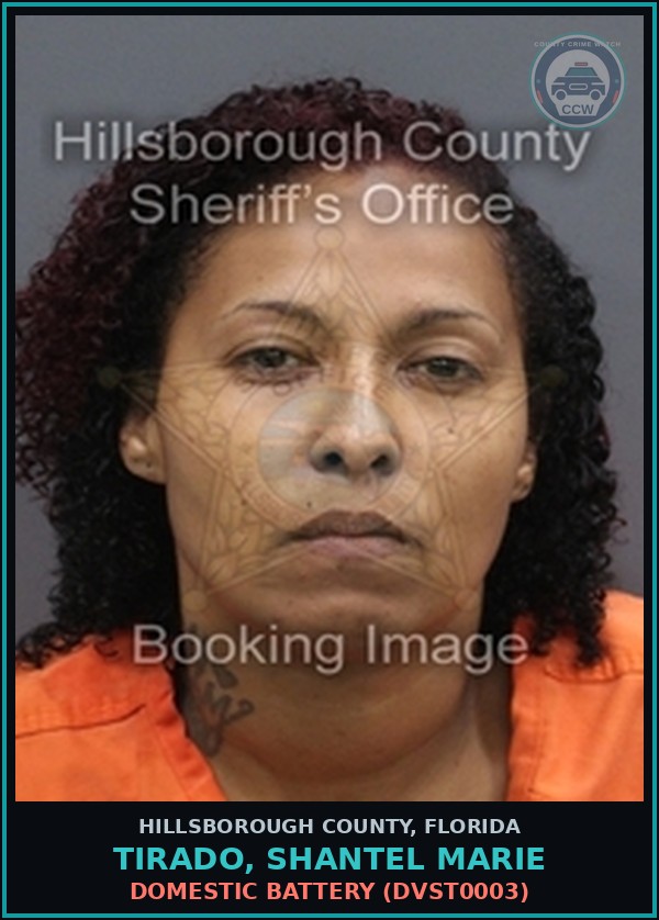 Booking mugshot of TIRADO, SHANTEL MARIE in Hillsborough County