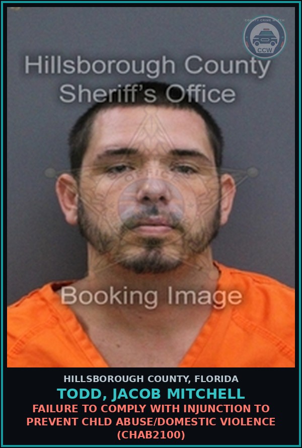 Booking mugshot of TODD, JACOB MITCHELL in Hillsborough County