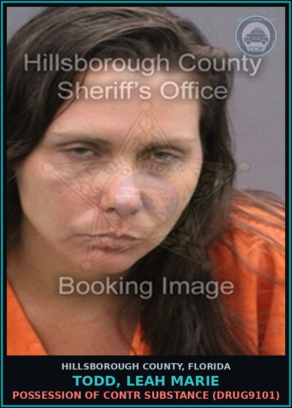 Booking mugshot of TODD, LEAH MARIE in Hillsborough County