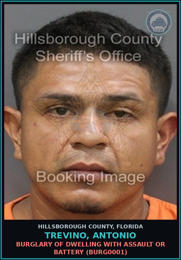 Booking mugshot of TREVINO, ANTONIO in Hillsborough County