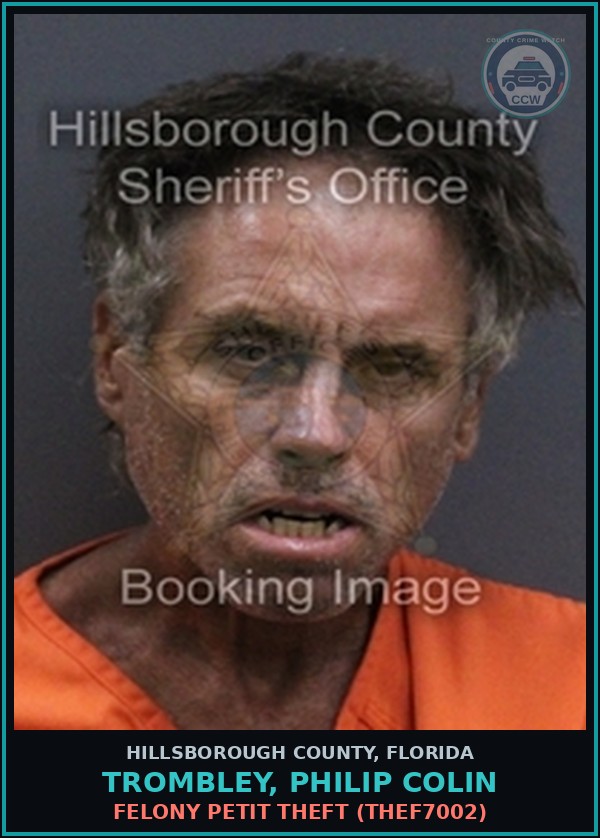 Booking mugshot of TROMBLEY, PHILIP COLIN in Hillsborough County