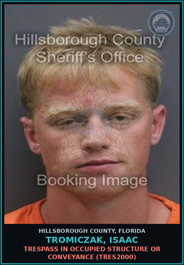 Booking mugshot of TROMICZAK, ISAAC in Hillsborough County
