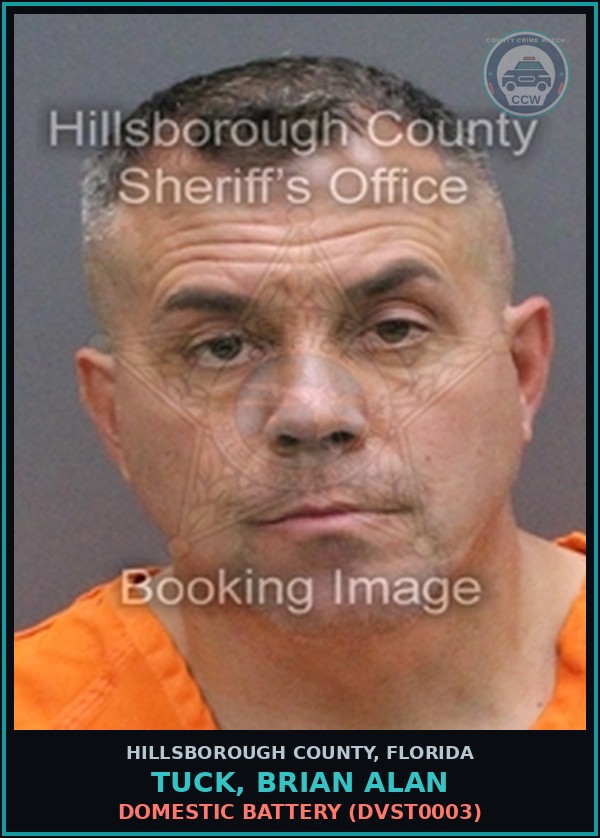 Booking mugshot of TUCK, BRIAN ALAN in Hillsborough County