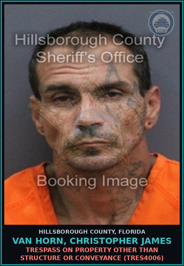Booking mugshot of VAN HORN, CHRISTOPHER JAMES in Hillsborough County