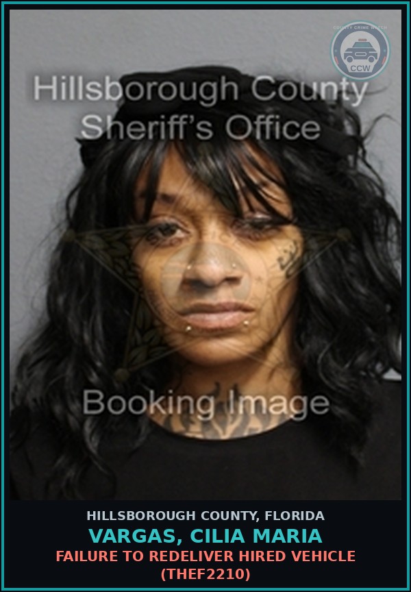 Booking mugshot of VARGAS, CILIA MARIA in Hillsborough County