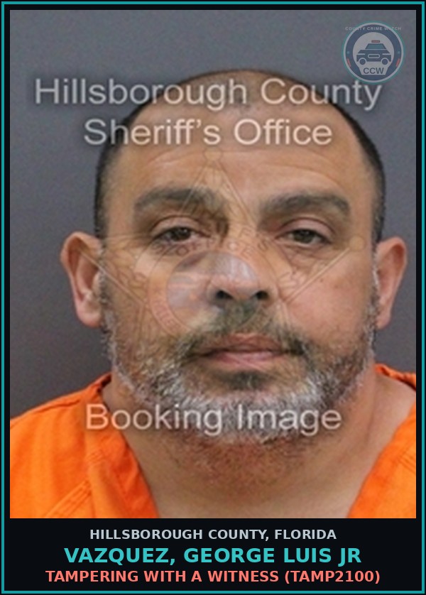 Booking mugshot of VAZQUEZ, GEORGE LUIS JR in Hillsborough County