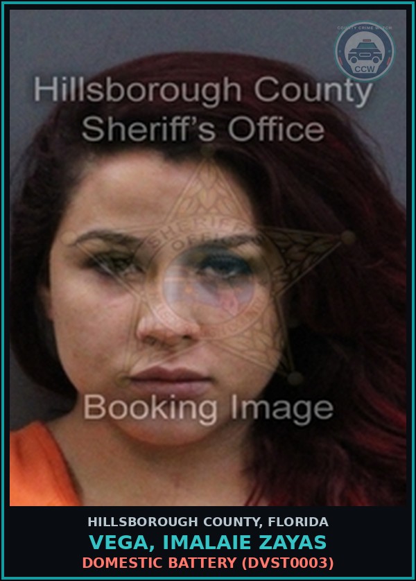 Booking mugshot of VEGA, IMALAIE ZAYAS in Hillsborough County