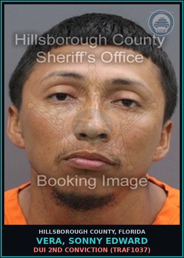 Booking mugshot of VERA, SONNY EDWARD in Hillsborough County