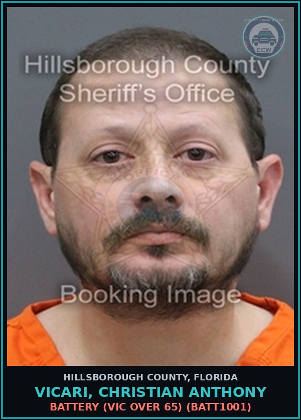 Booking mugshot of VICARI, CHRISTIAN ANTHONY in Hillsborough County