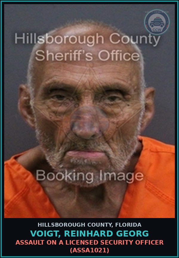 Booking mugshot of VOIGT, REINHARD GEORG in Hillsborough County