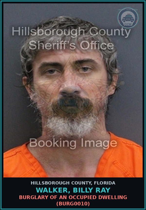 Booking mugshot of WALKER, BILLY RAY in Hillsborough County