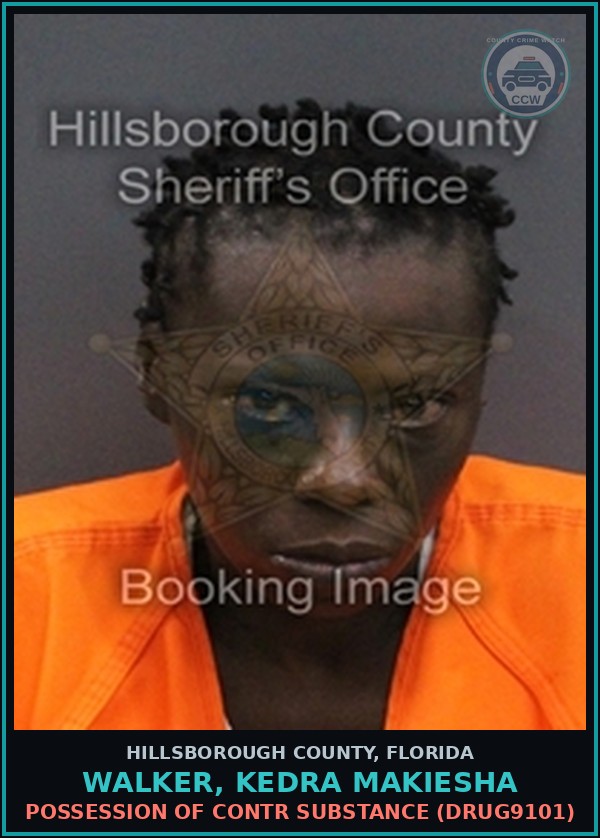 Booking mugshot of WALKER, KEDRA MAKIESHA in Hillsborough County