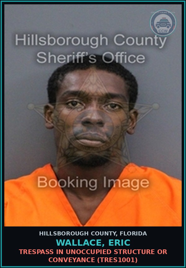 Booking mugshot of WALLACE, ERIC in Hillsborough County