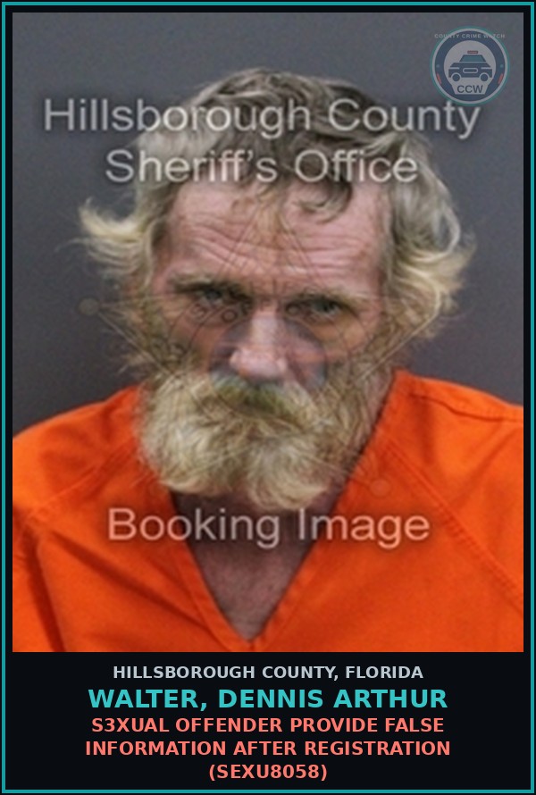 Booking mugshot of WALTER, DENNIS ARTHUR in Hillsborough County