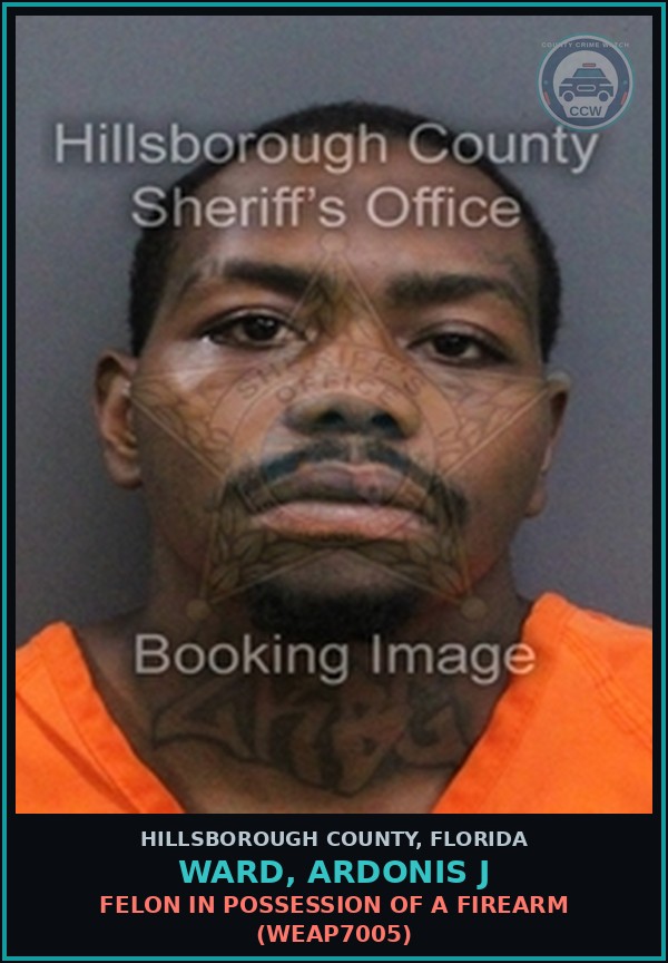Booking mugshot of WARD, ARDONIS J in Hillsborough County