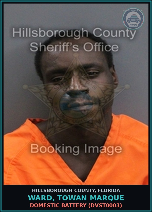Booking mugshot of WARD, TOWAN MARQUE in Hillsborough County