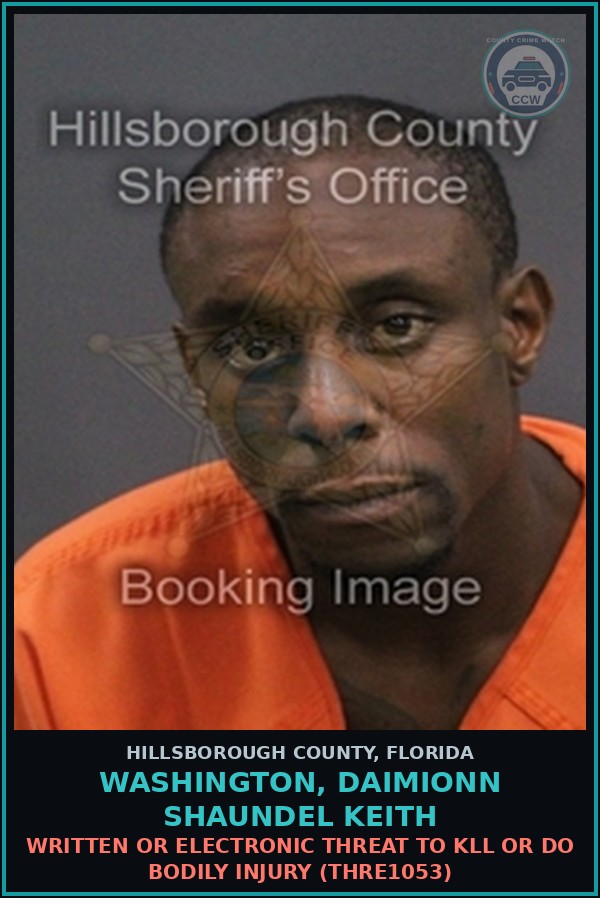 Booking mugshot of WASHINGTON, DAIMIONN SHAUNDEL KEITH in Hillsborough County