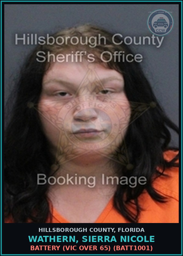 Booking mugshot of WATHERN, SIERRA NICOLE in Hillsborough County