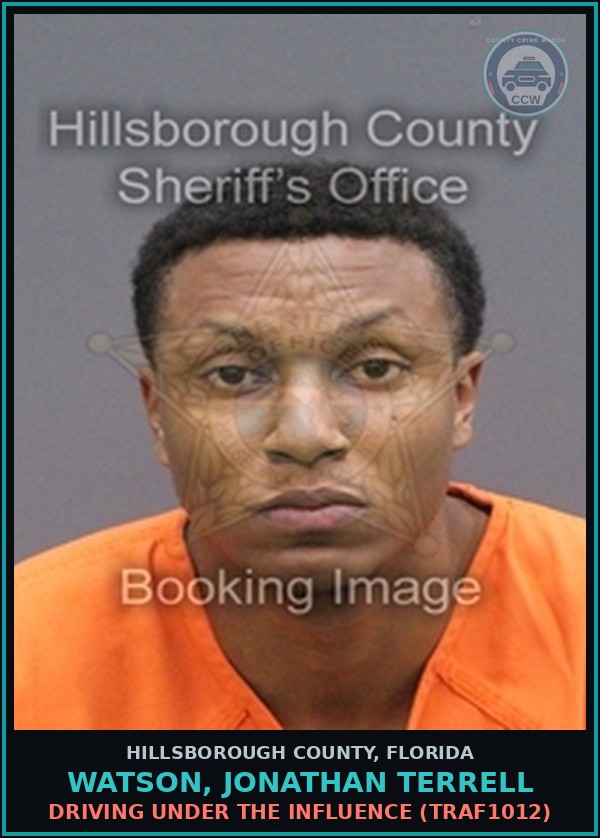 Booking mugshot of WATSON, JONATHAN TERRELL in Hillsborough County