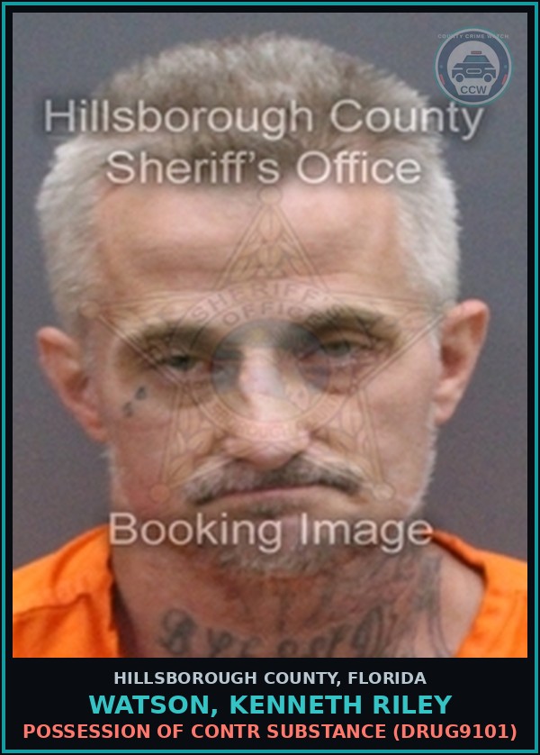 Booking mugshot of WATSON, KENNETH RILEY in Hillsborough County
