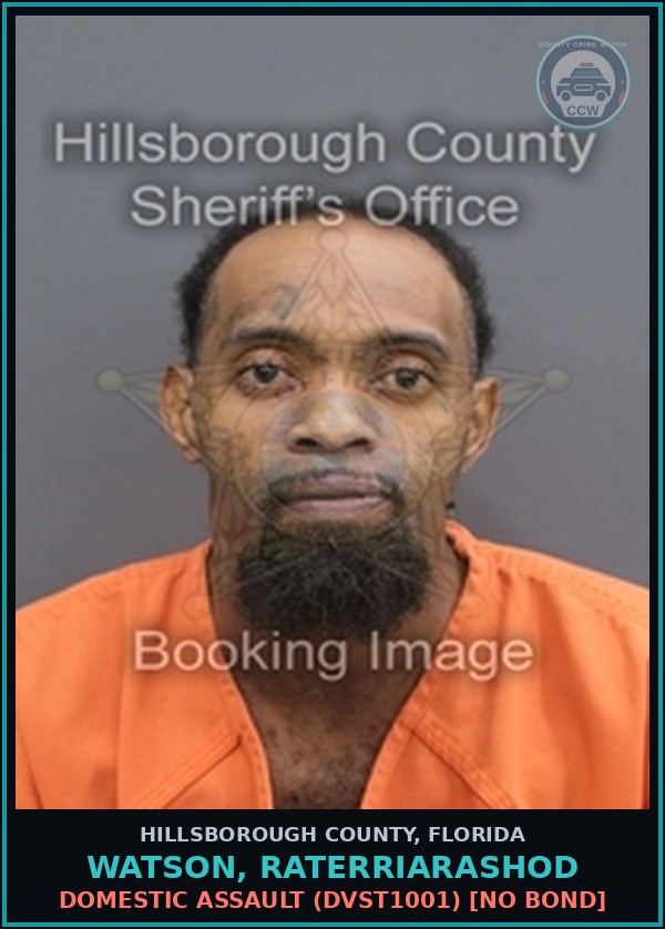 Booking mugshot of WATSON, RATERRIARASHOD in Hillsborough County