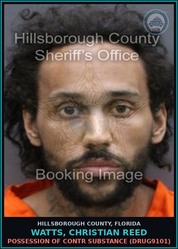 Booking mugshot of WATTS, CHRISTIAN REED in Hillsborough County