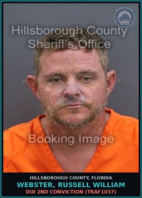 Booking mugshot of WEBSTER, RUSSELL WILLIAM in Hillsborough County