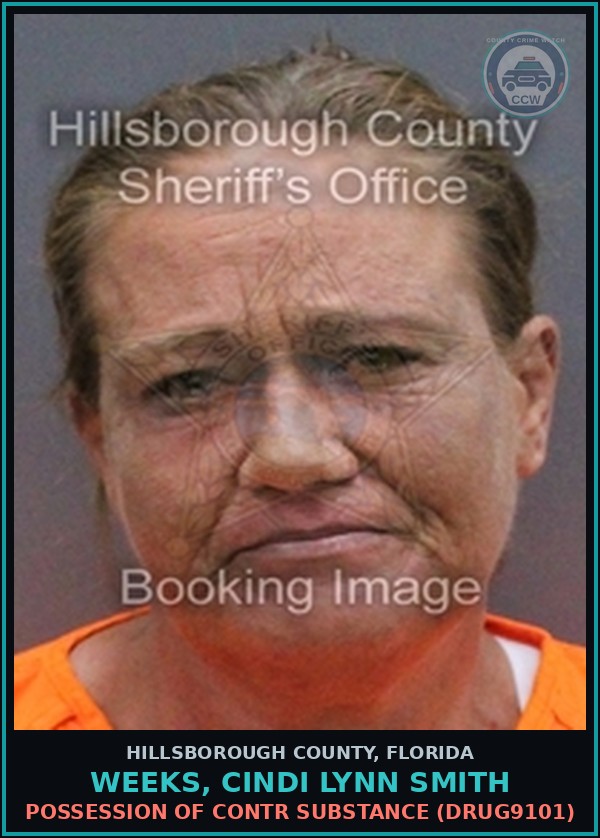 Booking mugshot of WEEKS, CINDI LYNN SMITH in Hillsborough County