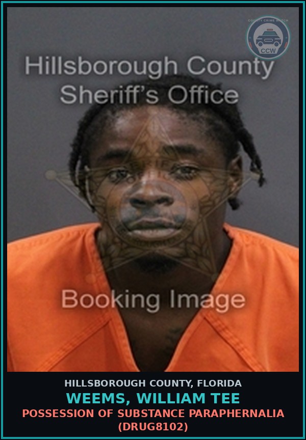 Booking mugshot of WEEMS, WILLIAM TEE in Hillsborough County